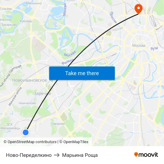 Ново-Переделкино to Марьина Роща map