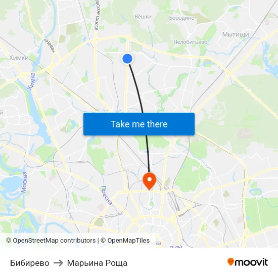 Бибирево to Марьина Роща map