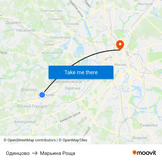 Одинцово to Марьина Роща map