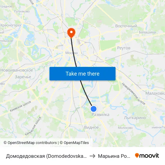 Домодедовская (Domodedovskaya) to Марьина Роща map
