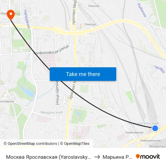 Москва Ярославская (Yaroslavsky Station) to Марьина Роща map