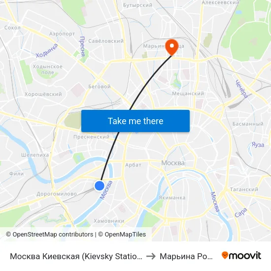Москва Киевская (Kievsky Station) to Марьина Роща map