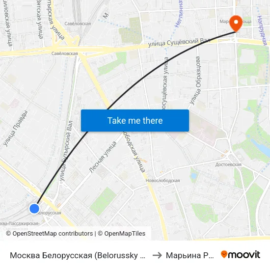 Москва Белорусская (Belorussky Station) to Марьина Роща map