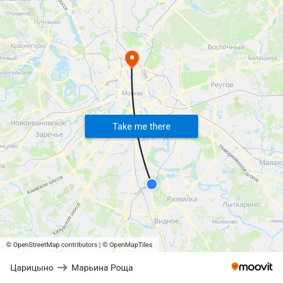 Царицыно to Марьина Роща map