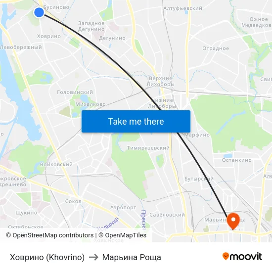 Ховрино (Khovrino) to Марьина Роща map
