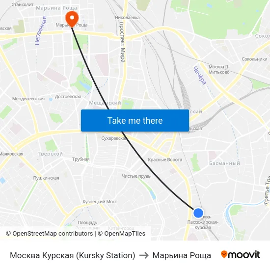 Москва Курская (Kursky Station) to Марьина Роща map