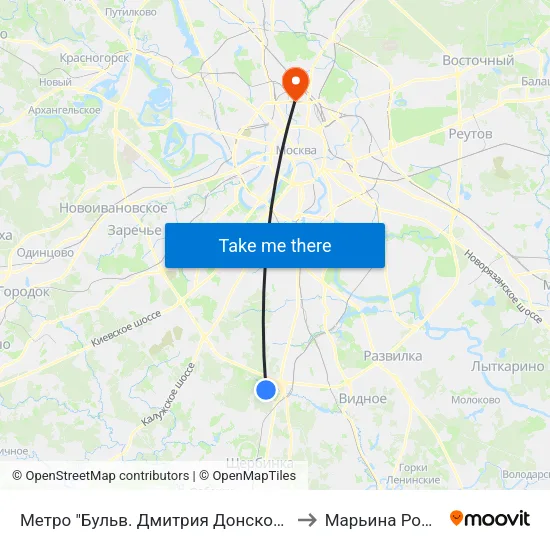 Метро "Бульв. Дмитрия Донского" to Марьина Роща map