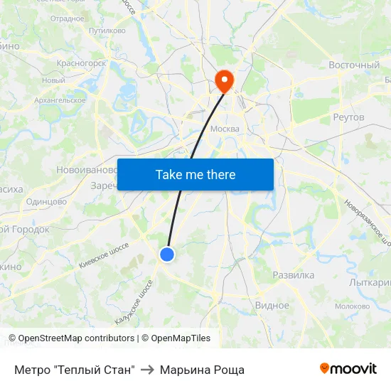 Метро "Теплый Стан" to Марьина Роща map
