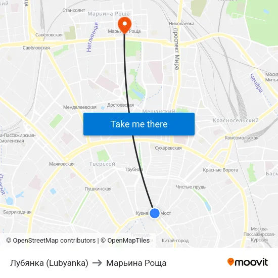 Лубянка (Lubyanka) to Марьина Роща map