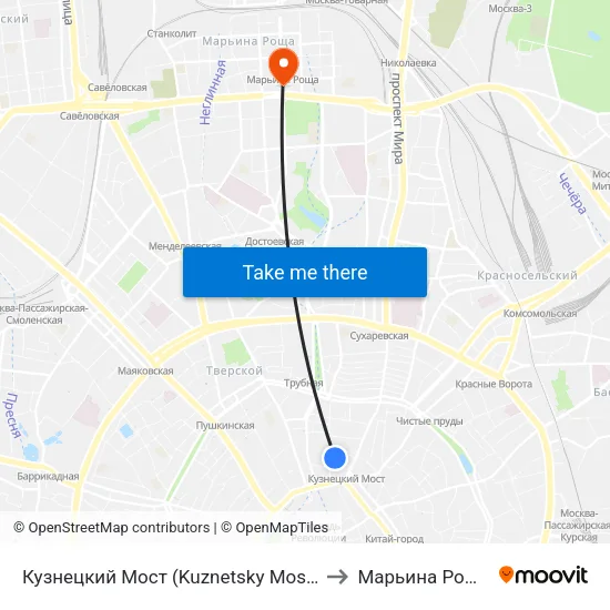 Кузнецкий Мост (Kuznetsky Most) to Марьина Роща map
