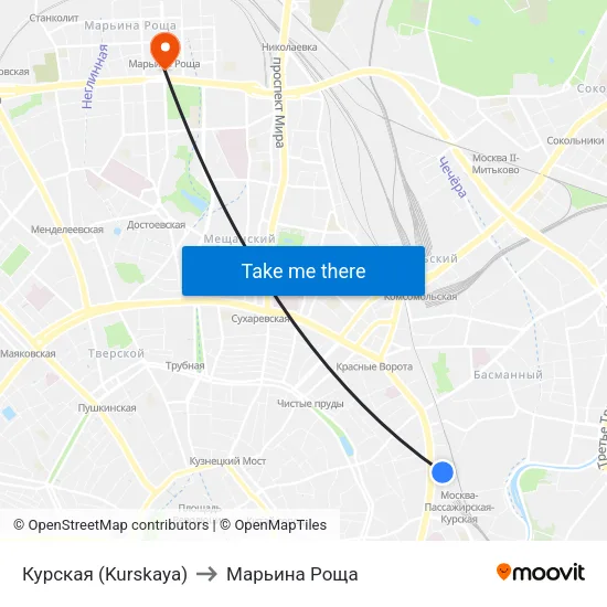 Курская (Kurskaya) to Марьина Роща map