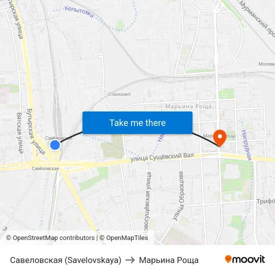 Савеловская (Savelovskaya) to Марьина Роща map