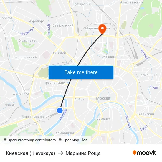 Киевская (Kievskaya) to Марьина Роща map