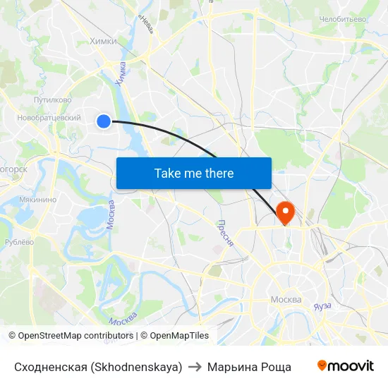 Сходненская (Skhodnenskaya) to Марьина Роща map