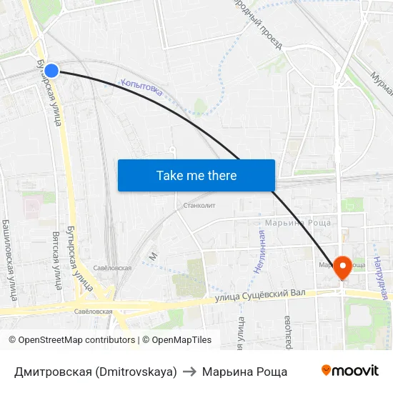 Дмитровская (Dmitrovskaya) to Марьина Роща map
