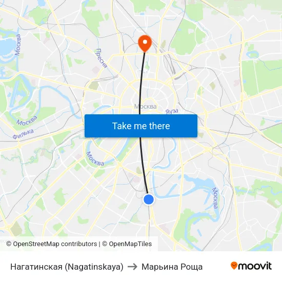 Нагатинская (Nagatinskaya) to Марьина Роща map