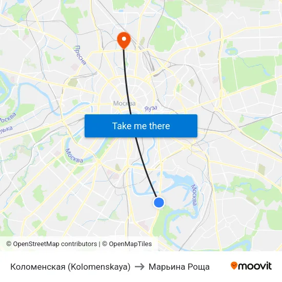 Коломенская (Kolomenskaya) to Марьина Роща map