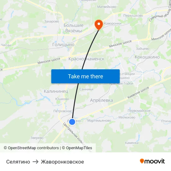 Селятино to Жаворонковское map