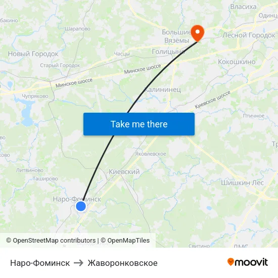 Наро-Фоминск to Жаворонковское map