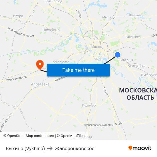 Выхино (Vykhino) to Жаворонковское map