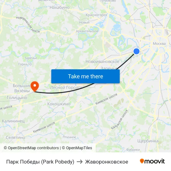 Парк Победы (Park Pobedy) to Жаворонковское map