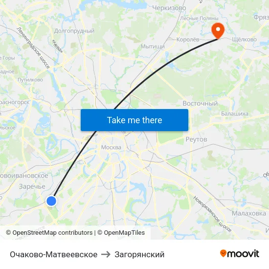 Очаково-Матвеевское to Загорянский map