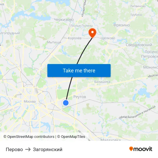 Перово to Загорянский map