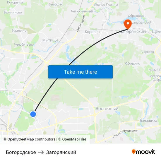 Богородское to Загорянский map