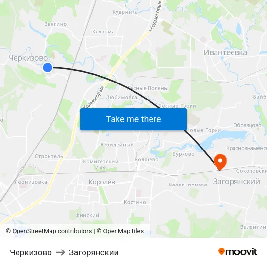 Черкизово to Загорянский map