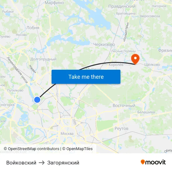 Войковский to Загорянский map