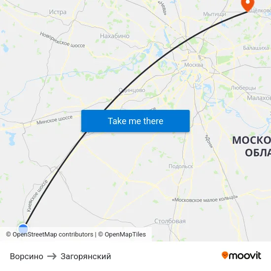 Ворсино to Загорянский map