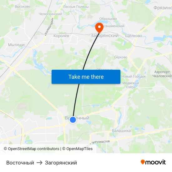 Восточный to Загорянский map