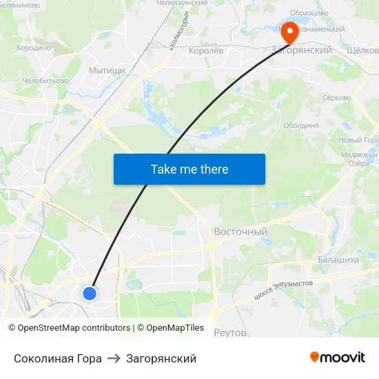 Соколиная Гора to Загорянский map