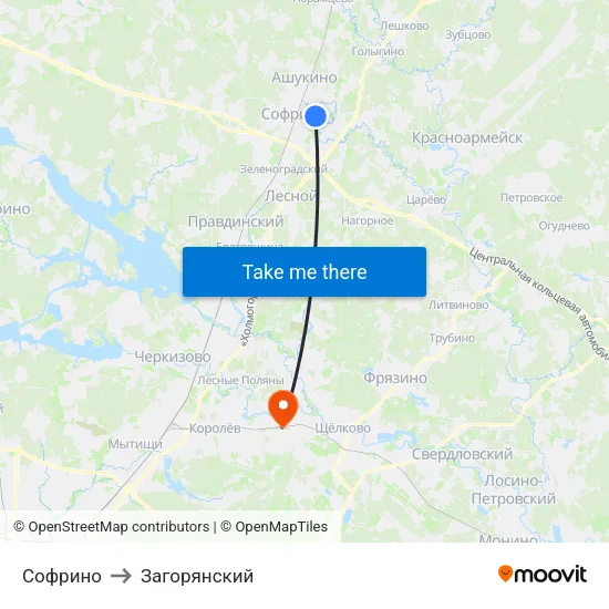 Софрино to Загорянский map