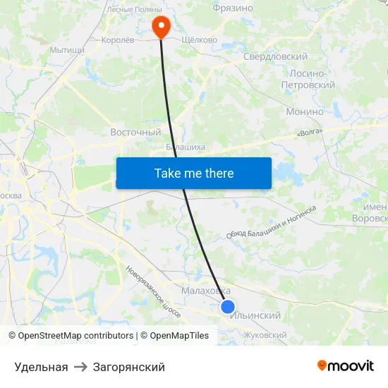 Удельная to Загорянский map