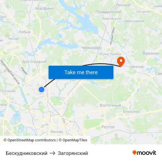Бескудниковский to Загорянский map