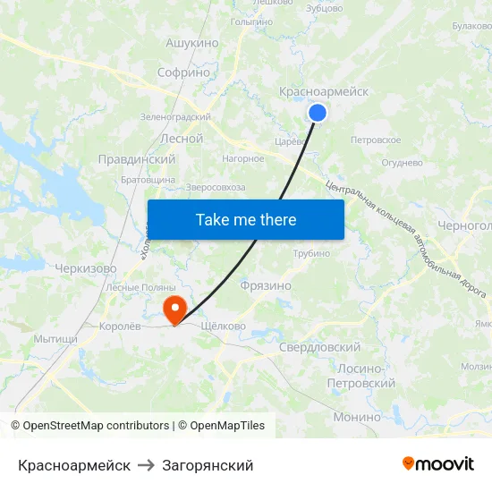 Красноармейск to Загорянский map