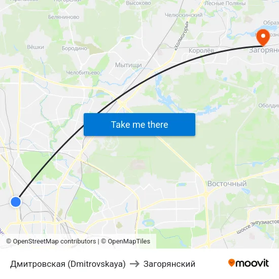 Дмитровская (Dmitrovskaya) to Загорянский map