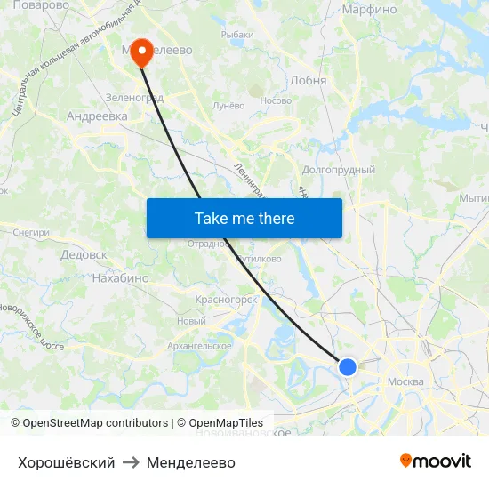 Хорошёвский to Менделеево map