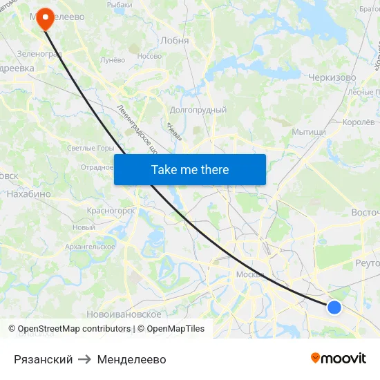 Рязанский to Менделеево map