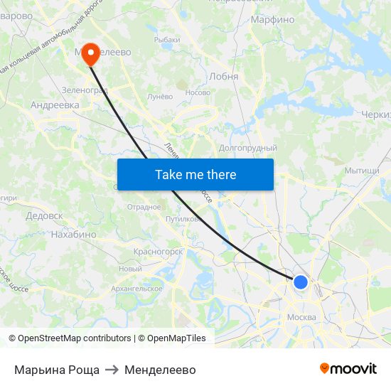 Марьина Роща to Менделеево map