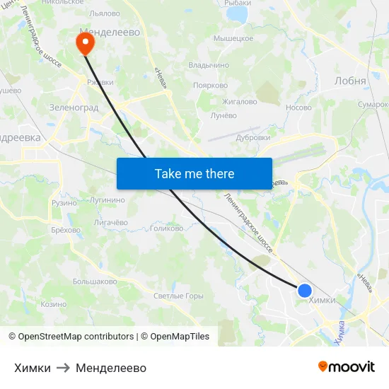 Химки to Менделеево map