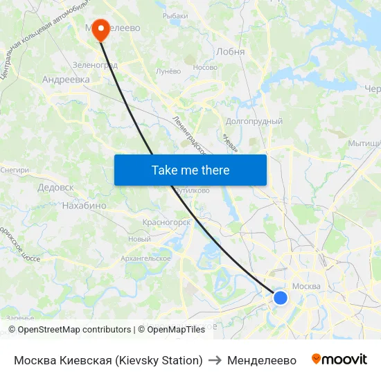 Москва Киевская (Kievsky Station) to Менделеево map