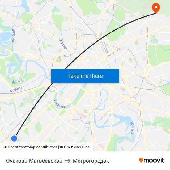 Очаково-Матвеевское to Метрогородок map