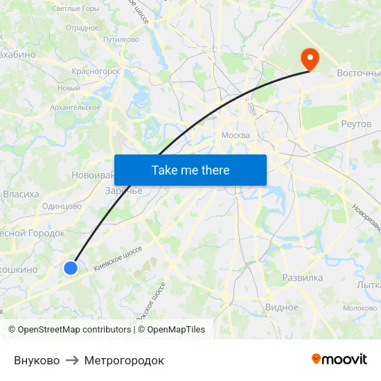 Внуково to Метрогородок map