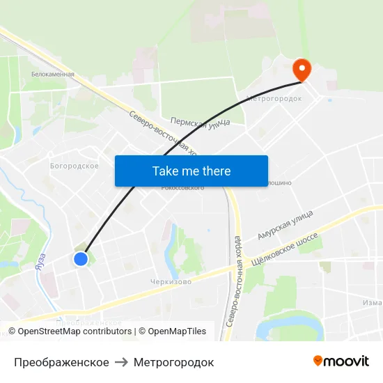 Преображенское to Метрогородок map