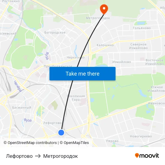 Лефортово to Метрогородок map