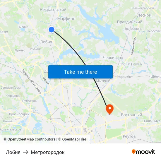 Лобня to Метрогородок map