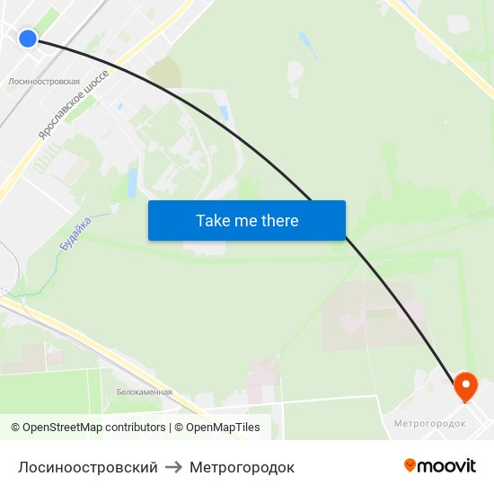 Лосиноостровский to Метрогородок map