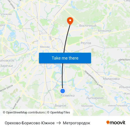 Орехово-Борисово Южное to Метрогородок map